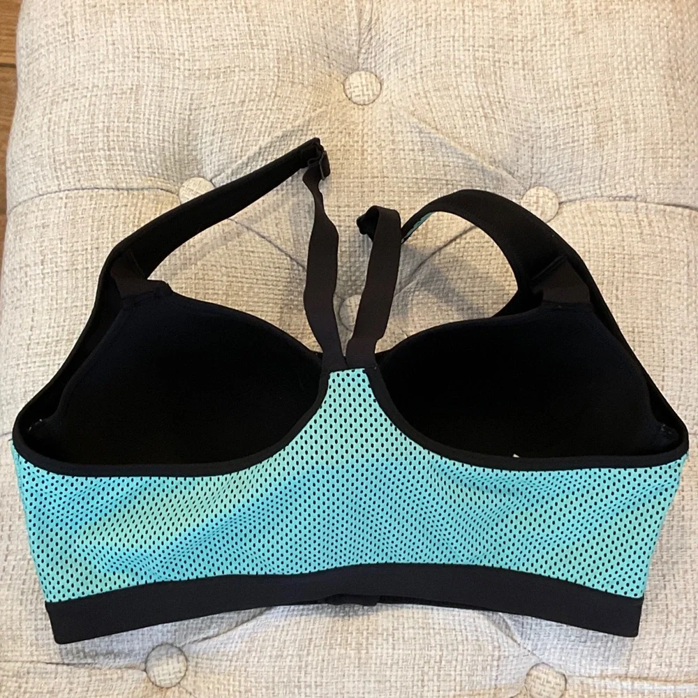 VSX Teal and Black Front-Zip Sports Bra